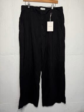NEW Everlane Womens Pleated Wide Leg Chino Pants Size 16 Black